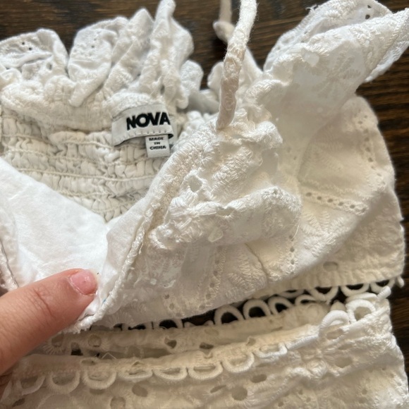 Worn once! Fashion Nova Kids size 6 two-piece white crop and skirt set - Picture 3 of 5